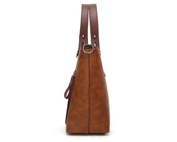 Cera - Double Front Pocket Vintage Tote Handbag
