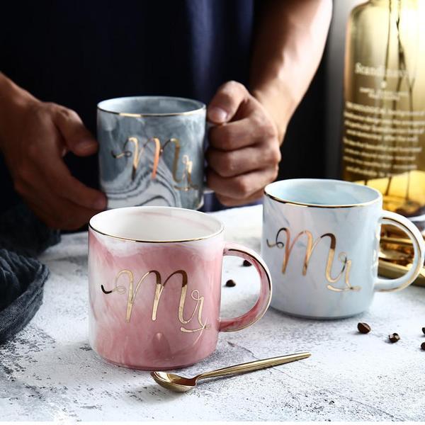 Marble Porcelain Mr & Mrs Coffee Mugs