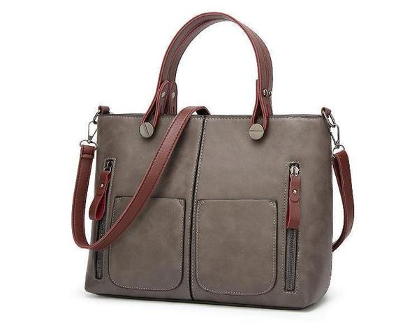 Cera - Double Front Pocket Vintage Tote Handbag