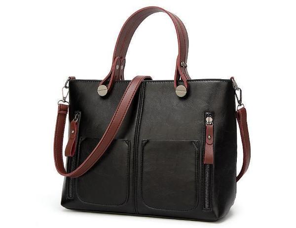 Cera - Double Front Pocket Vintage Tote Handbag