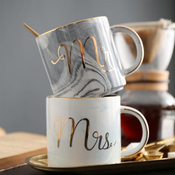 Marble Porcelain Mr & Mrs Coffee Mugs