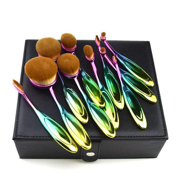 Rainbow Makeup Brushes - 10 Piece Set