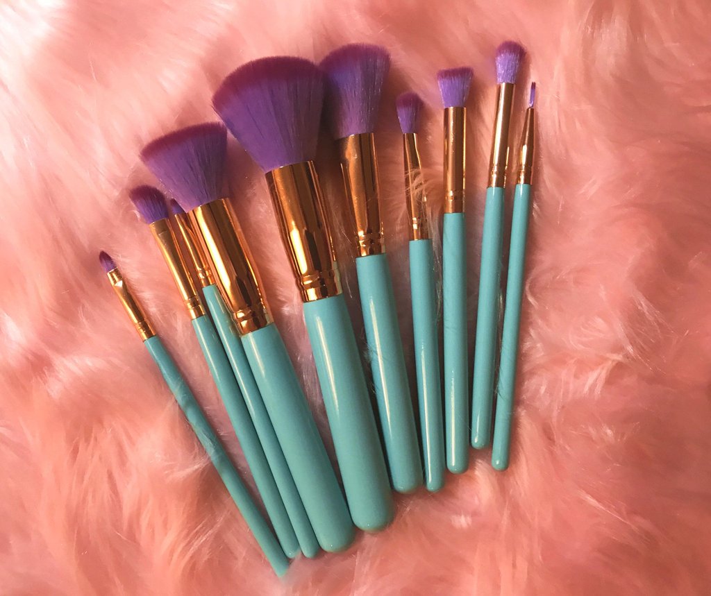 Mermaid Makeup Brushes - 10 Piece Set