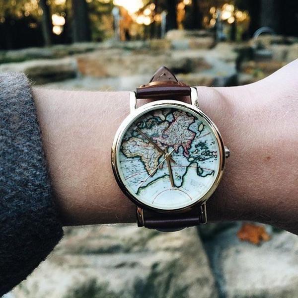 Vintage Wanderlust Map Watch