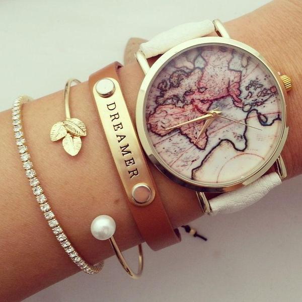 Vintage Wanderlust Map Watch