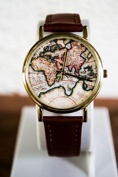 Vintage Wanderlust Map Watch