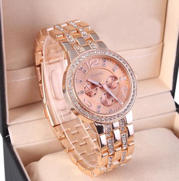 Rose Gold Rhinestone Watch - 80% Off