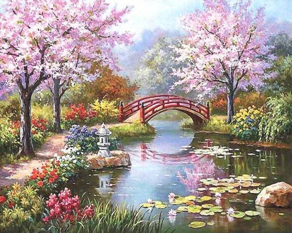 Cherry Blossom Bridge - Van-Go Paint-By-Number Kit