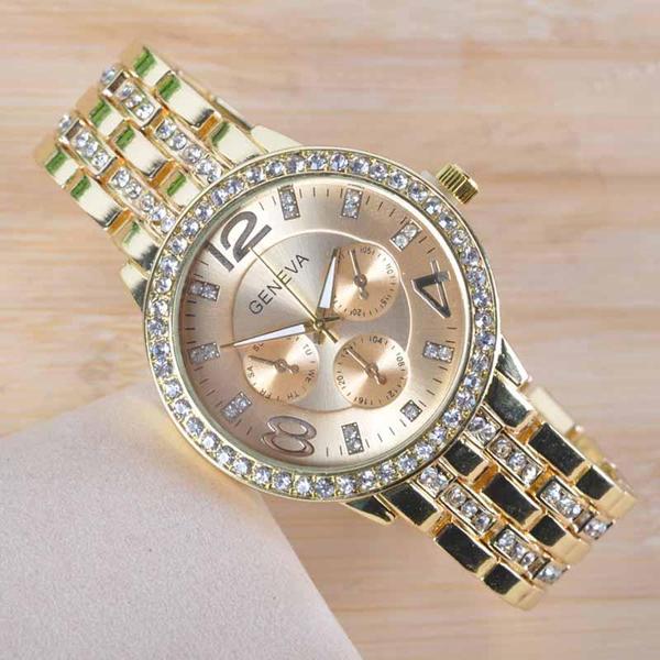 Rose Gold Rhinestone Watch - 80% Off