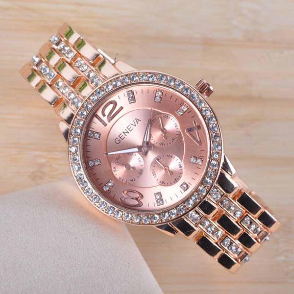 Rose Gold Rhinestone Watch - 80% Off