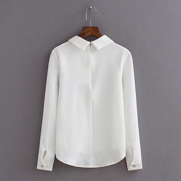 Cat Chiffon Long-Sleeve Blouse