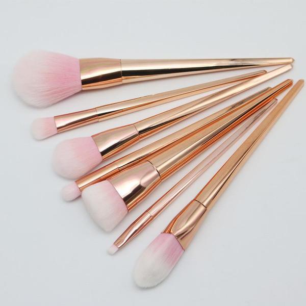 Rose Gold Contour Makeup Brushes - 7 Piece Set