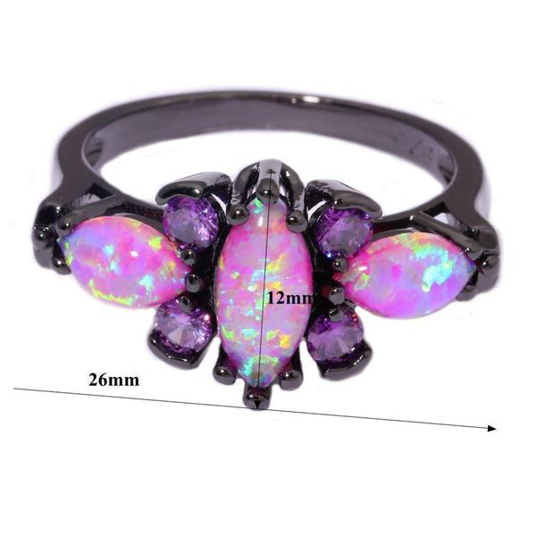 Pink Fire Opal Ameythst Ring