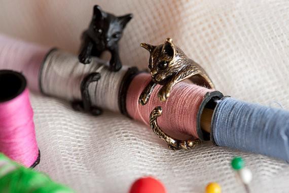 Vintage Handmade Cat Rings