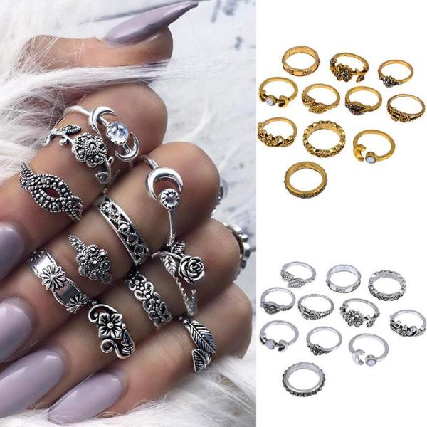 11 Piece Silver Stack Bohemian Above Knuckle Rings