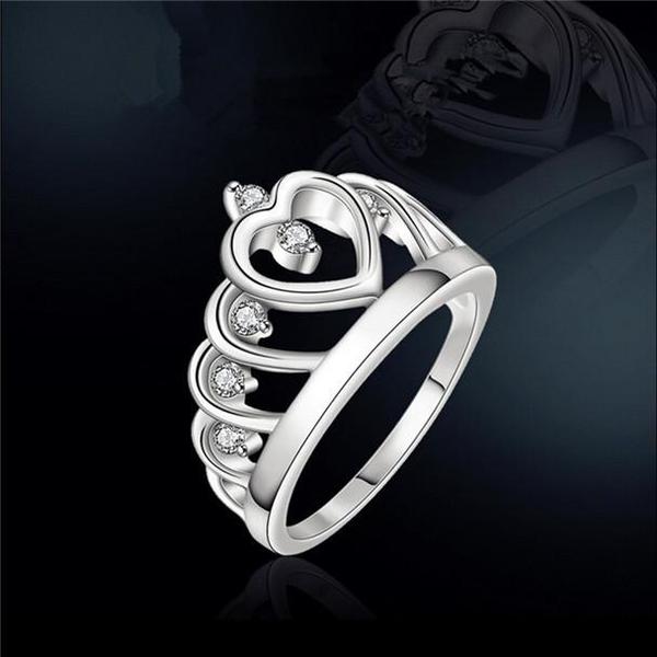 Silver Princess Crown 925 Austrian Crystal Ring