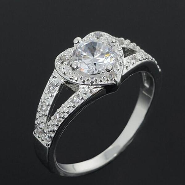 Sterling Silver Crystal Heart Ring