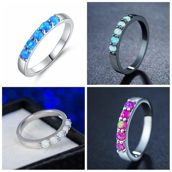 Simple Colored Fire Opal Rings
