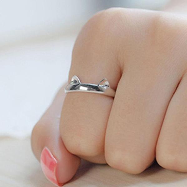 Silver-Plated Cat Ring