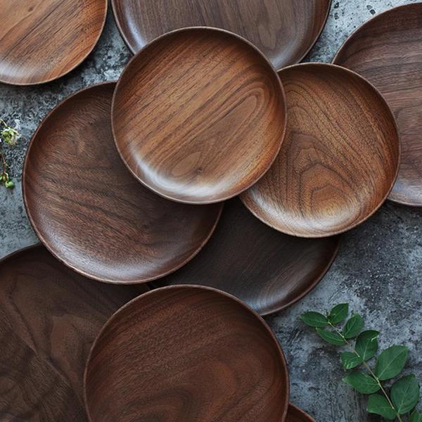 Hand-Made Round Natural Wooden Plates