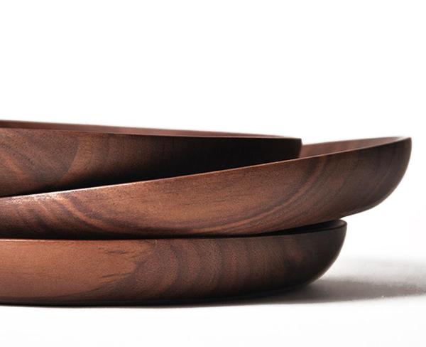 Hand-Made Round Natural Wooden Plates