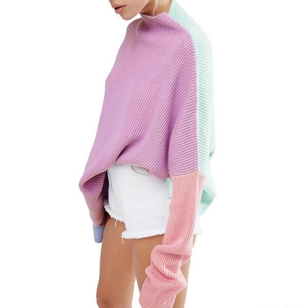 Violet - Pastel Color Block Oversized Sweater