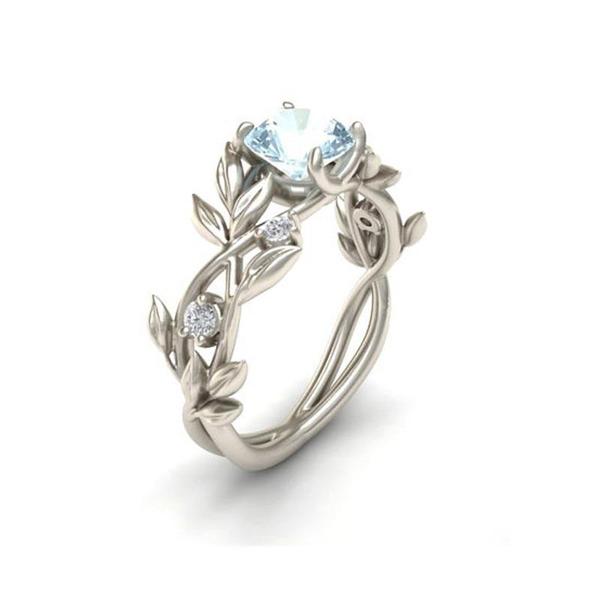 Vine Leaf Crystal Flower Vintage Ring