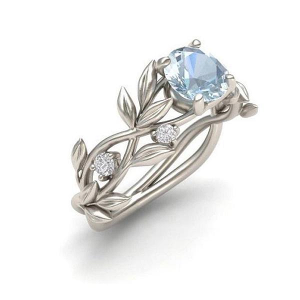 Vine Leaf Crystal Flower Vintage Ring