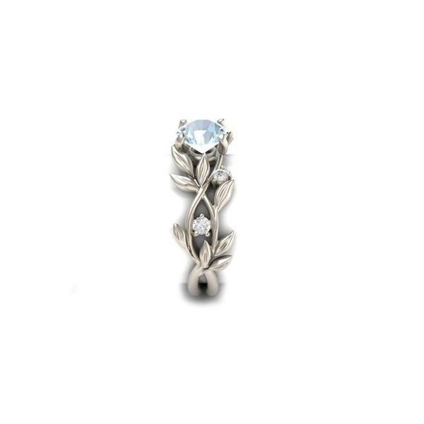 Vine Leaf Crystal Flower Vintage Ring