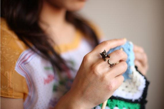 Vintage Handmade Cat Rings