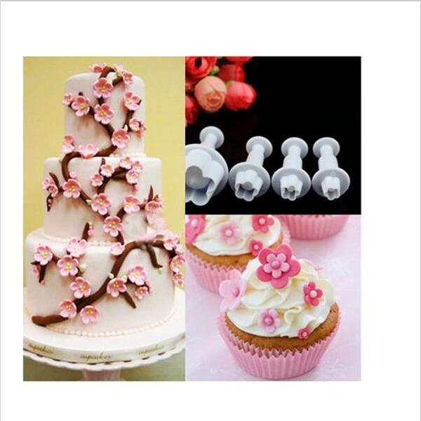 4 Piece Set - Plum Flower Shape Pastry Decorating Tools