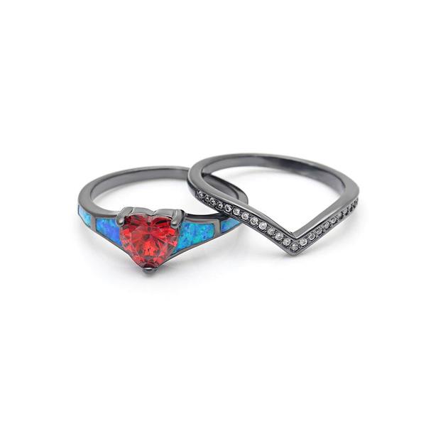 Two Piece Fire Opal Ring Stack