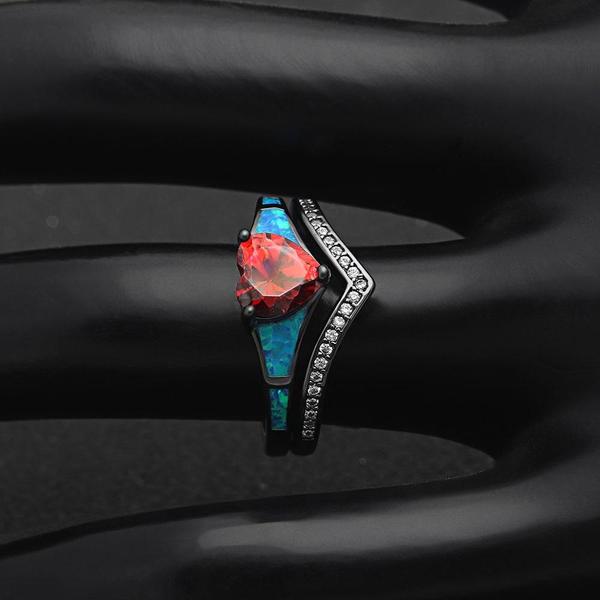 Two Piece Fire Opal Ring Stack