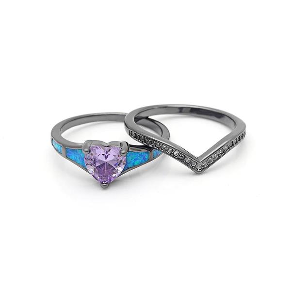 Two Piece Fire Opal Ring Stack