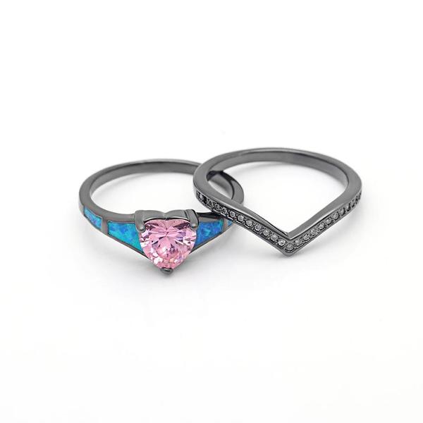 Two Piece Fire Opal Ring Stack