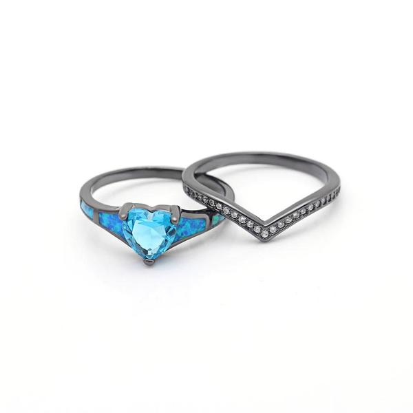 Two Piece Fire Opal Ring Stack