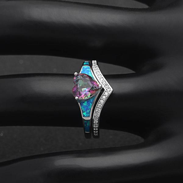 Two Piece Fire Opal Ring Stack