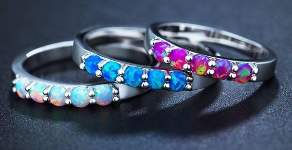 Simple Colored Fire Opal Rings