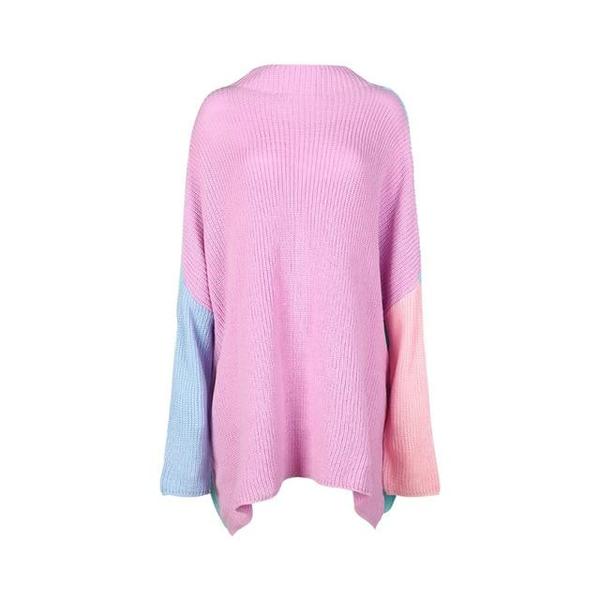 Violet - Pastel Color Block Oversized Sweater