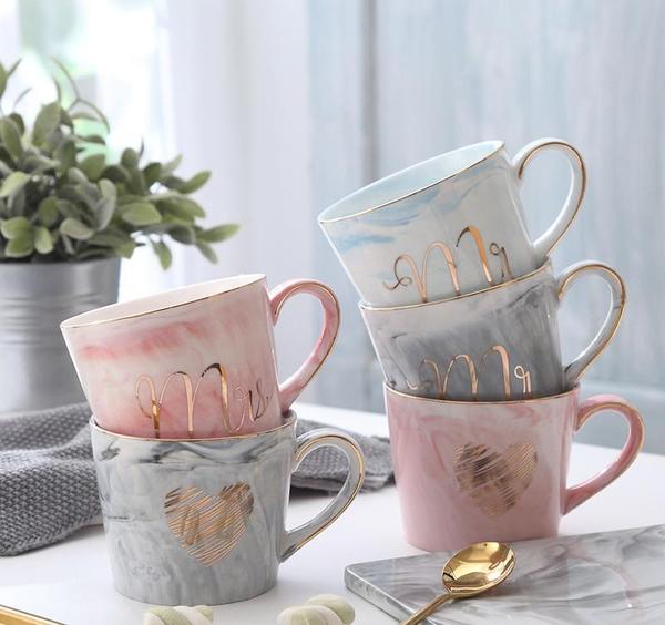 Marble Porcelain Mr & Mrs Coffee Mugs