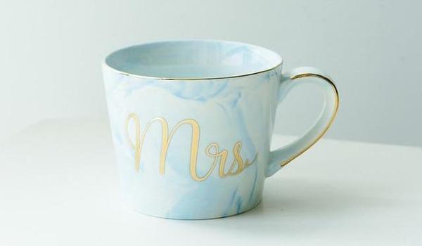 Marble Porcelain Mr & Mrs Coffee Mugs