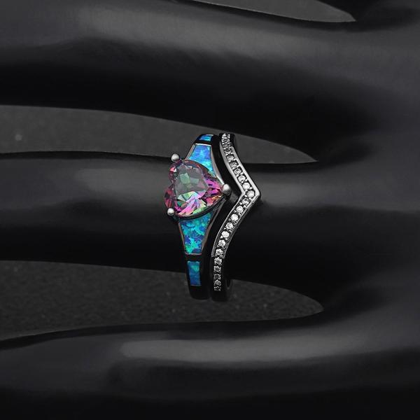 Two Piece Fire Opal Ring Stack