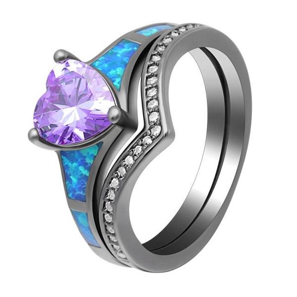 Two Piece Fire Opal Ring Stack