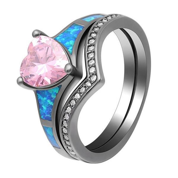 Two Piece Fire Opal Ring Stack