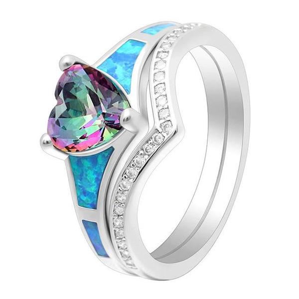 Two Piece Fire Opal Ring Stack