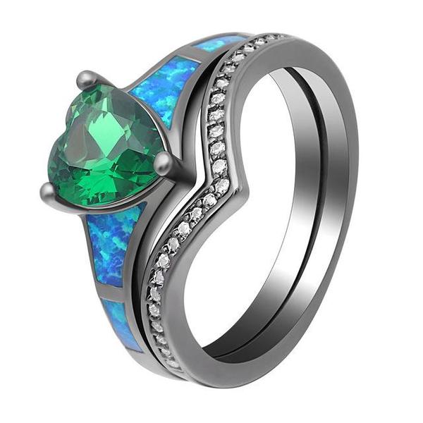 Two Piece Fire Opal Ring Stack