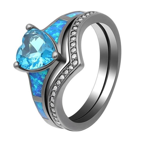 Two Piece Fire Opal Ring Stack