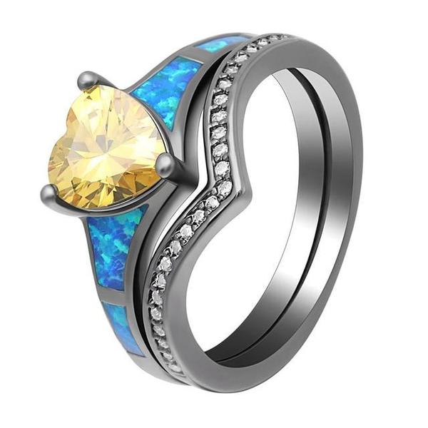 Two Piece Fire Opal Ring Stack