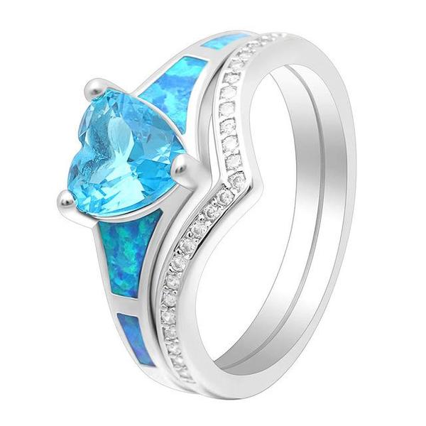 Two Piece Fire Opal Ring Stack