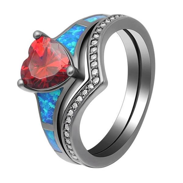 Two Piece Fire Opal Ring Stack